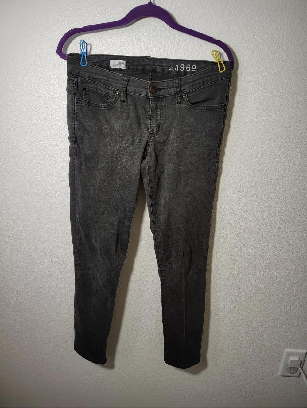 Gap 1969 Jeans Womens 28/6a Black Always Skinny Low Rise Med Wash Preppy Denim